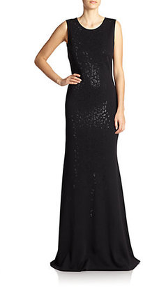 St. John Sequined Animal-Print Gown