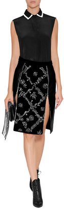 Preen by Thornton Bregazzi Leather/Wool Embellished Dotty Skirt in Black