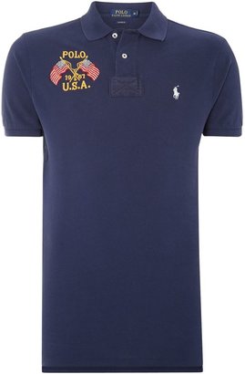 Polo Ralph Lauren Men's Custom fit short sleeve mesh w/flag polo shirt