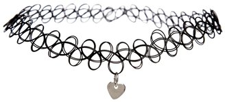 ASOS Heart 90s Tattoo Choker Necklace - Black