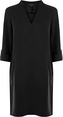 Warehouse Roll Cuff Shirt Dress, Black