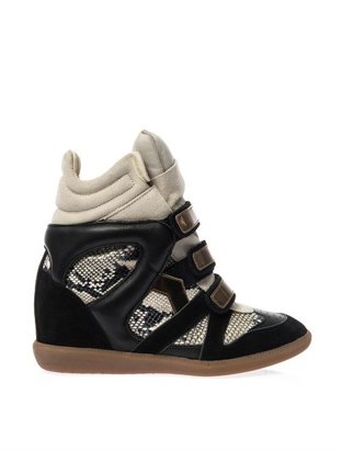 Isabel Marant Bonny suede and leather wedge trainers