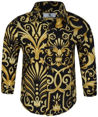 Versace Baby Boys Black & Gold Baroque Shirt