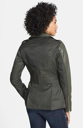 Laundry by Design Water Resistant Faux Leather & Twill Jacket
