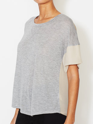 Heather Jersey Tee with Silk Chiffon Accents