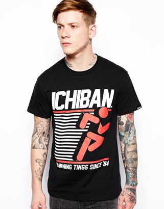 Ichiban T-Shirt with Running Tings Print - Black