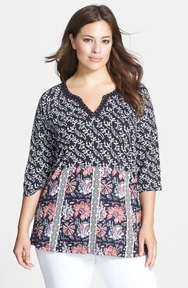 Lucky Brand Studded Floral Top (Plus Size)