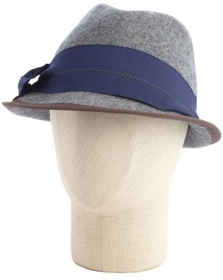 Grace Hats grey and navy wool blend 'Morry' modified fedora