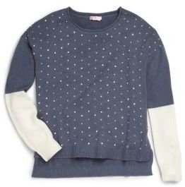 Design History Girl's Studded Hi-Lo Sweater