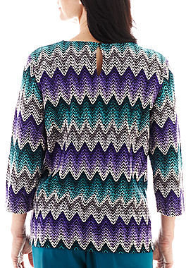 Alfred Dunner Lake Ontario Zig-Zag Chenille Top