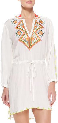 Shoshanna Embroidered Voile Drawstring Tunic
