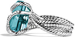 David Yurman Cable Wrap Ring with Blue Topaz and Diamonds