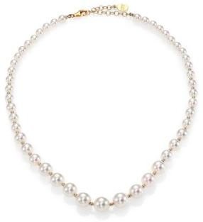 Majorica 6MM-10MM White Pearl Beaded Strand Necklace/16"