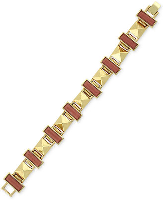 BCBGeneration Gold-Tone Pyramid Stud and Opaque Stone Bracelet