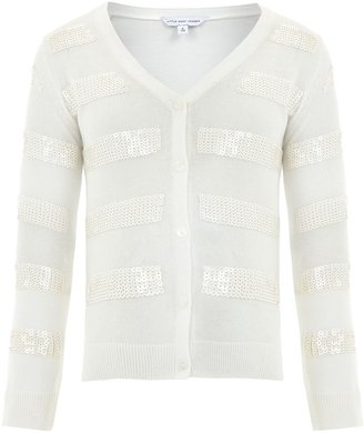 Little Marc Jacobs Girl`s sequin stripe knitted cardigan