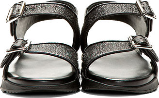 Givenchy Black Pebbled Leather Sandals