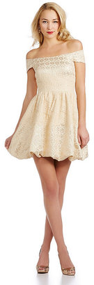 Jessica Simpson Jacquard & Lace Bubble Skirt Dress