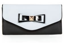 New Look Black and Pale Blue Contrast Bow Purse