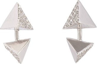 Ileana Makri Diamond & Gold Double Pyramid Studs-Colorless