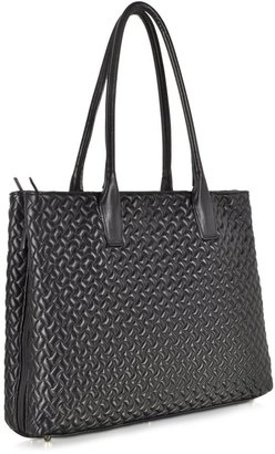 Fontanelli Black Large Quilted Leather Tote