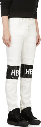 Hood by Air SSENSE Exclusive White Denim Logo Tarred Hockey Jean