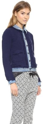 Maison Scotch Knitted Jacket with Denim Trucker Details