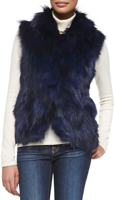 Adrienne Landau Fox Fur Vest, Blue