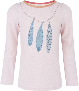 Mini A Ture Mini-A-Ture Pink Marl Tee with Feather Print