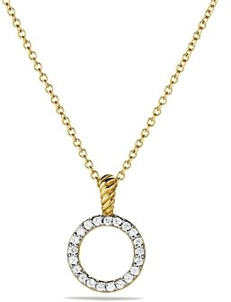 David Yurman Cable Collectibles Circle Pendant with Diamond in Gold on Chain