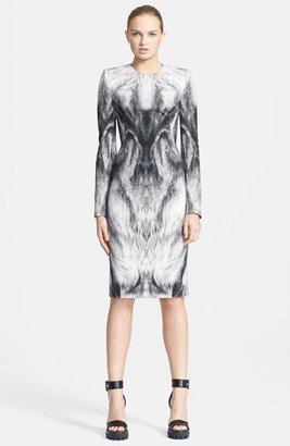 Alexander McQueen Fox Print Wool Blend Dress