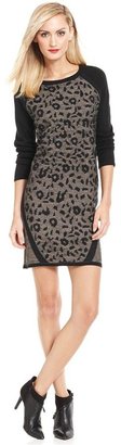 NY Collection Animal-Print Sweater Dress