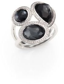 Ippolita Stella Hematite, Clear Quartz, Diamond & Sterling Silver Three-Stone Ring