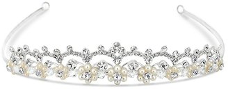 Jon Richard Pearl flower and diamante crystal loop tiara