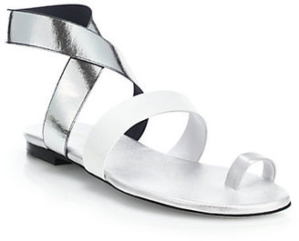 Tamara Mellon Jump Metallic Colorblock Flat Sandals