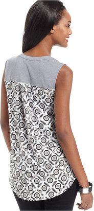 Style&Co. Sleeveless Printed-Back Top