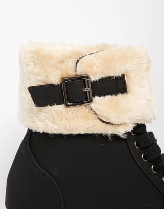 Truffle Furry Lace Up Ankle Boots