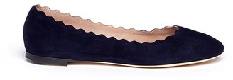 Scalloped edge suede flats