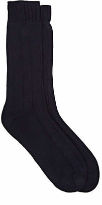 Barneys New York Men's Rib-Knit Mid-Calf Socks - Navy