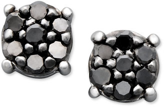 Macy's Black Diamond Cluster Stud Earrings in 14k White Gold (1/10 ct. t.w.)