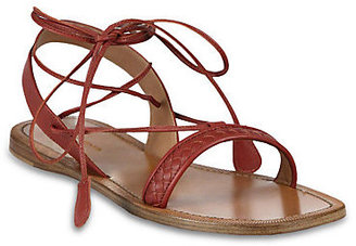 Bottega Veneta Woven Leather Tie Sandals