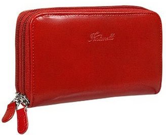 Fontanelli Magenta Red Polished Calf Leather Zip Wallet