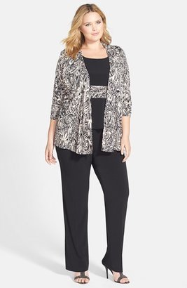 Jessica Howard Ruched Waist Pantsuit & Jacket (Plus Size)