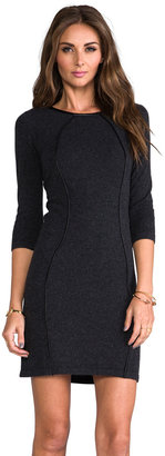 Autumn Cashmere Body Con Dress With Leather Piping