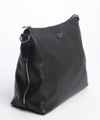 Prada Black Pebbled Leather Hobo Bag