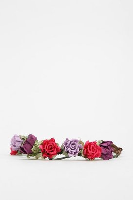 Urban Outfitters Paper Flower Crown Tie-Back Headwrap