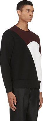 Neil Barrett Burgundy Colorblocked Neoprene Sweater