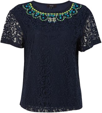 Therapy Embellished neck lace tee
