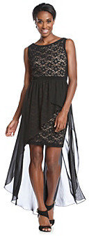 R & M Richards RM Richards R&M Richards® Lace Short Dress With Sheer Overlay