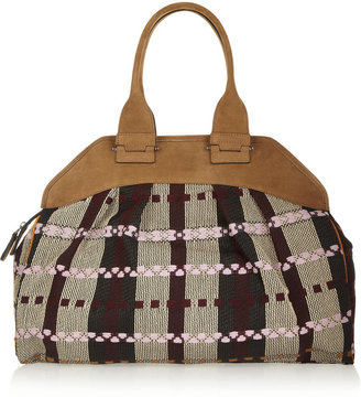 Marni Suede-trimmed woven tote