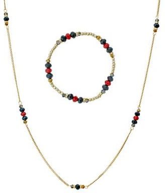 Red Herring Multicoloured beaded necklace and stretch bracelet set